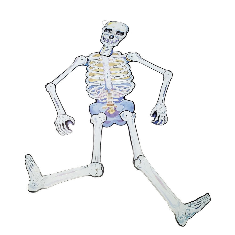 VINTAGE-STYLE 45" Jointed Cardboard Skeleton Halloween Decoration Die-Cut